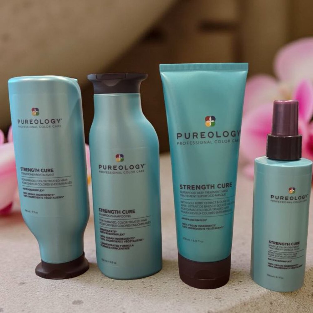 Pureology Strength Cure Shampoo Conditioner Mask Leave In Spray